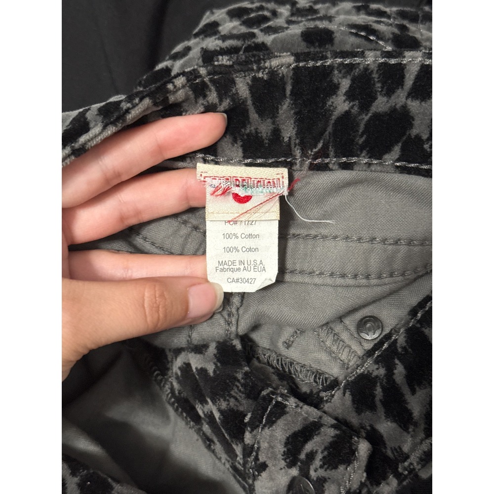 True Religion Stella Low Rise Velvet Skinny Jeans Leopard Print Y2K Indie Sleaze - Picture 5 of 5